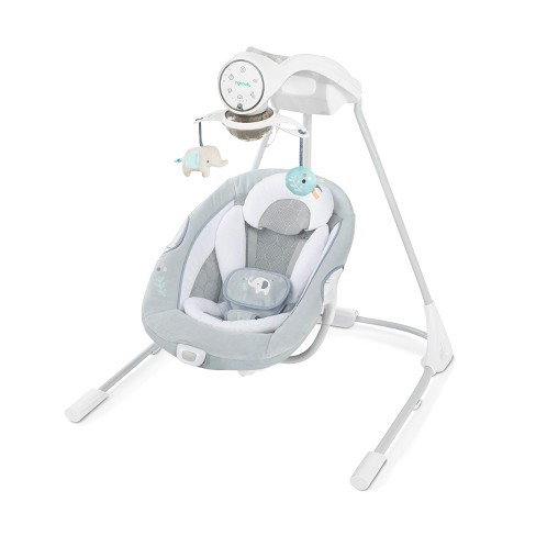 Ingenuity InLighten Motorized Vibrating Baby Swing, Swivel Infant Seat,  Gray 