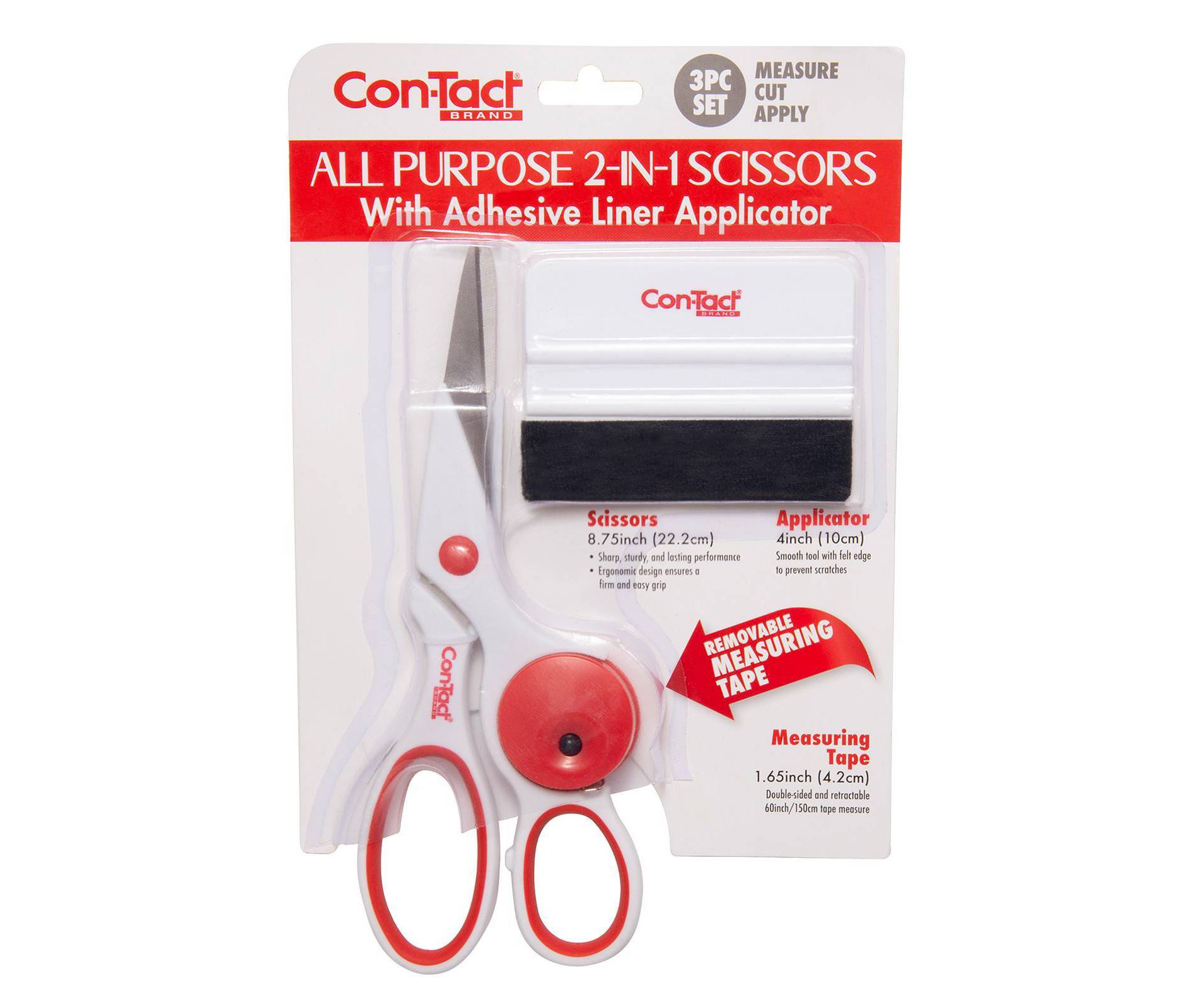 Con-Tact 2-in-1 Scissor/Measuring Tape Combo with Smoothing Tool