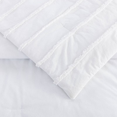 King White Cotton Chevron Comforter Set with Shams