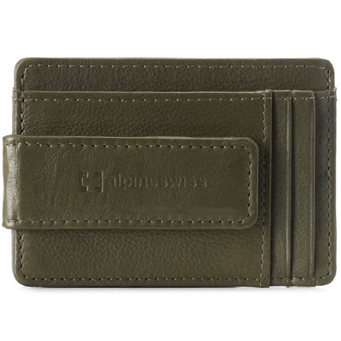 Geneeskunde hel Hertog Alpine Swiss Harper Mens Rfid Slim Money Clip Front Pocket Wallet  Minimalist Leather Id Card Holder Olive : Target