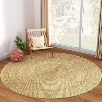 Maxax Hand Woven Jute Round Rug,Natural Jute Area Rugs for Halloween Christmas Living Room Home Entryway Decor Rustic Farmhouse
