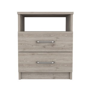 FONTOI 20"H Nightstand with Two Drawers&One Shelf, End Table with Layered Storage Space&Open Shelf for Bedroom, Gray, 16.02"*19.9"*12.9" - 1 of 4