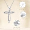 GILDED 1/4 Carat Total Weight Diamonds Swirl Cross Pendant-Necklace in 10KT White Gold or 925 Sterling Silver, Natural Round-Cut Diamond, 18" Chain - 2 of 4