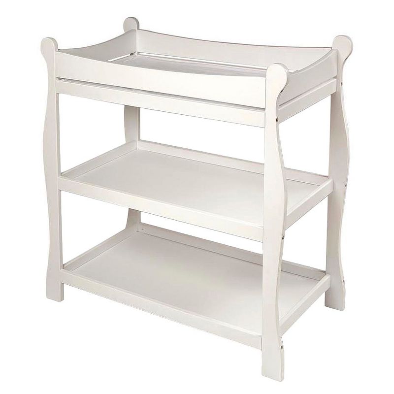 Badger Basket Sleigh Style Changing Table - White Finish, 1 of 5
