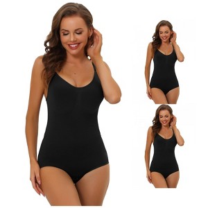 INSPIRE CHIC Women's Shaping Tummy Control Adjustable Straps Sculpting Adult Leotard 3 Packs - 1 of 4