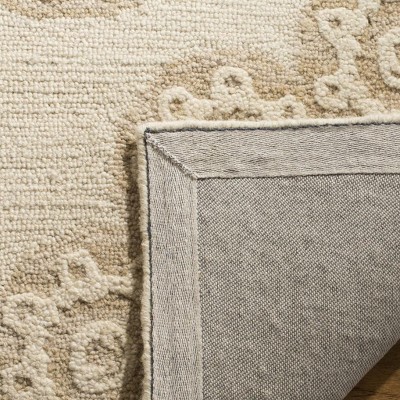 Ivory Floral Handmade Wool Square Area Rug