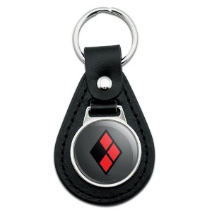 Batman Harley Quinn Diamond Logo Black Leather Keychain - 1 of 4