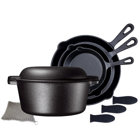  Bruntmor 2.3 Quart Pre-seasoned Cast Iron Dutch Oven With  Handles, Lid And Silicone Accessories, 2.3 Qt Black Cast Iron Skillet,  Pre-seasoned Shallow Cookware Braising Pan For Casserole Dish : Everything  Else