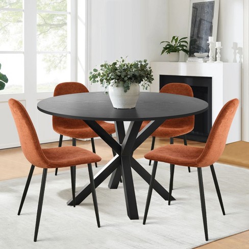 Oliver+spoon 5-piece Solid Round Black Grain Dining Table Sets With 4 ...