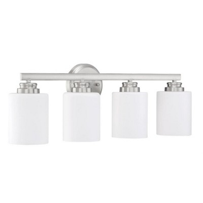 Polished Nickel 4-Light Bathroom Vanity with Frosted Glass Shades