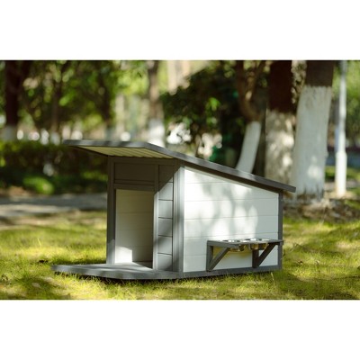 Gsluuk Outdoor Dog house With Food bowl, 4 swivel wheels