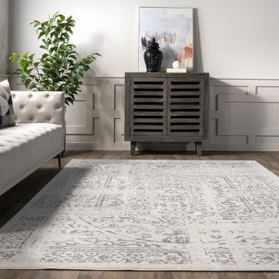 Elegant Gray 2'6" x 10' Synthetic Traditional Runner Rug