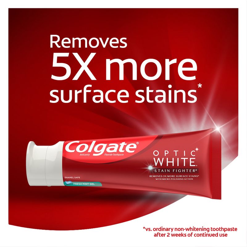 Colgate Optic White Stain Fighter Teeth Whitening Toothpaste - Fresh Mint Gel - 6oz, 4 of 11
