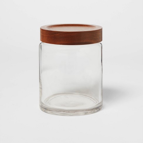 Glass Container with Acacia Lid Small