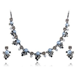 Anna-Kaci Women's Multicolor Floral Necklace and Earring Set with Crystal Accents, Gold Tone, Adjustable Chain, Elegant and Vibrant Design - Pearls - 1 of 4