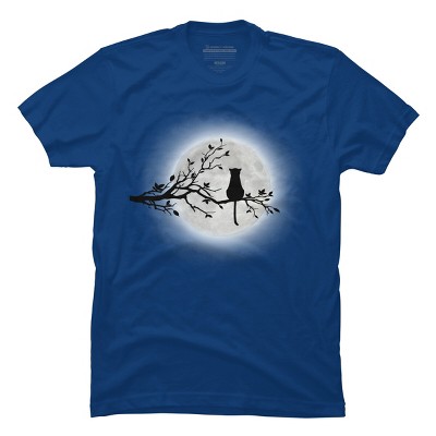 Men's Design By Humans The Cat and The Moon By Maryedenoa T-Shirt