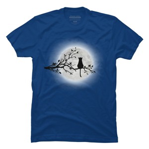 Men's Design By Humans The Cat and The Moon By Maryedenoa T-Shirt - 1 of 3