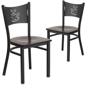 Emma and Oliver 2 Pack Coffee Back Metal Restaurant Chair - 1 of 4