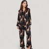 Anna-Kaci Lounge Women's Giraffe Print Pajama Set with Long Sleeve Button Down Top and Relaxed Fit Woven Pants - 3 of 4