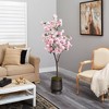 Nearly Natural 5.5-ft Cherry Blossom Artificial Tree in Ribbed Metal Planter - 4 of 4