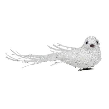 Northlight Sequined Bird Christmas Clip-on Ornament - 7.5" - White