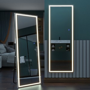 ONWITH 63 * 20 LED aluminum alloy rectangular white full-length mirror with stand - 1 of 4