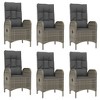 vidaXL 7-Piece Outdoor Patio Dining Set - Gray Poly Rattan w/Adjustable Reclining Chairs, Cushions & Acacia Wood Table - 4 of 4