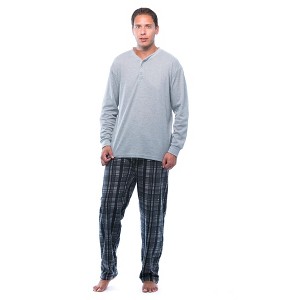 #FollowMe Mens Thermal Henley Pajama Set with Polar Fleece Pants  Warm, Comfy Sleepwear - 1 of 3