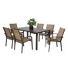 7 Pieces Patio Dining Set, Outdoor Furniture Table and 6 Textilene Chairs with Rectangular Table and 6 Stackable Chairs - 3 of 4