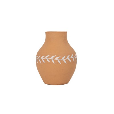 White Floral Vase Terracotta by Foreside Home & Garden