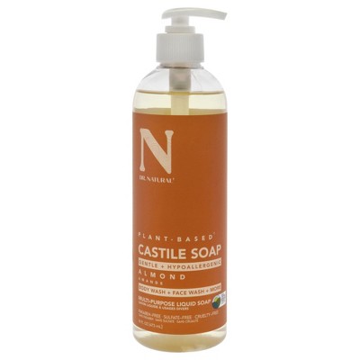 Dr. Natural Castile Liquid Soap - Multi-Use Body Wash, Shampoo and Face Wash - Hydrating Body Soap for Skin, Hair, Pets and Home - Almond - 16 oz