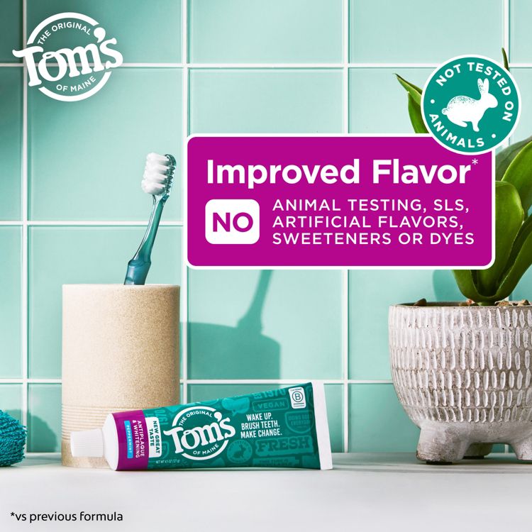 Tom's of Maine Antiplaque and Whitening Fluoride-Free Vegan Toothpaste - 4.5oz, 3 of 16