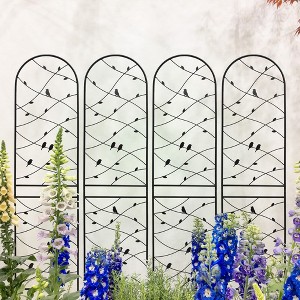 MAYEERTY 4 Pack Metal Garden Trellis 86.7 x 19.7 Inch Rustproof Climbing Plants Support Bird Deco Black Outdoor Flower - 1 of 4