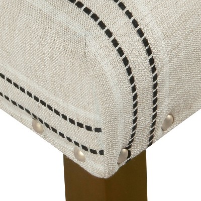 Classic Farmhouse Linen Upholstered Side Chair in Black Wood