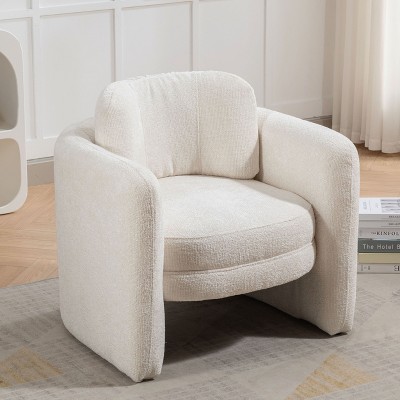 Modern Barrel Accent Chair Upholstered Armchair Ivory ModernLuxe