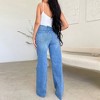 Womens High Waist Long Length Distressed Raw Hem Wide Leg Jeans - 2 of 3