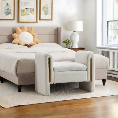 NicBex Modern 33.5" Velvet Fabric Single Bench with Armrest for Bedroom and Living Room