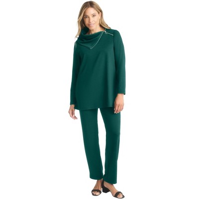 Jessica London Ponte Split Neck 2-Piece Set