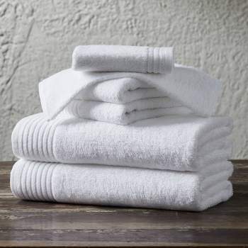 Caro Home 6 Piece Crinkle Towel Set - White Neutral