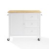 HomeStock  Soren Wood Top Rolling Kitchen Island Cart, Microwave Stand, Coffee Bar, with Shelves, White - 3 of 4