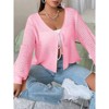 Women's Plus Size Cardigan Hollow Out Open Knit Sweater Ladies Fall Front Tie Shrug - 2 of 4