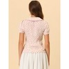 Allegra K Women's Floral 1950s Peter Pan Collar Button Down Tops - 3 of 4