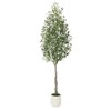 5-7FT Artificial Olive Trees - Realistic Faux Silk Plants with Moss & White Bamboo Pots for Indoor/Outdoor Home & Office Decor - 2 of 4
