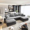 TiramisuBest 102.4" Plush Corduroy 4-Seat Sofa with 2 Ottomans, Deep Seat Cloud Couch, Convertible Lounge Sofa,Grey - 2 of 4
