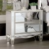 Vynxaria 1pc Glam Nightstand - Silver Finish, Mirror Panels, Crystal Knobs, 2 Drawers (Felt-Lined), Bedroom Bedside Furniture - 2 of 4