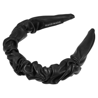 Unique Bargains Women's PU Leather Pleated Fashion Hairband Non Slip 1 Pc