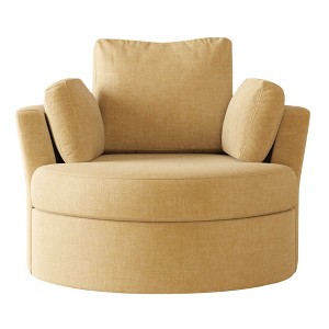 SEVOBAL Oversized Round Chair Lounge Chaise Indoor Sleep Sofa Couch Bed Fluffy Boneless for Reading Living Room No Assembe, Yellow, 42.1"*42.1"*34.2" - 1 of 4
