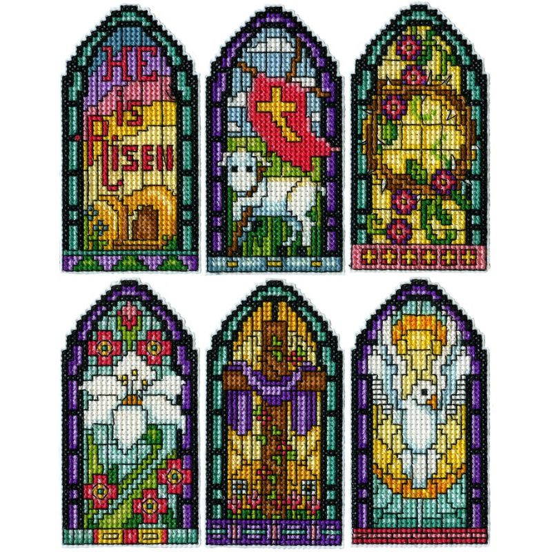 Design Works Plastic Canvas Ornament Kit 2"X4" Set Of 6-Stained Glass (14 Count), 3 of 4