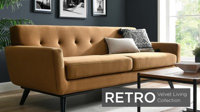 Dusty Rose Velvet Accent Chair with Tufted Back and Wood Legs