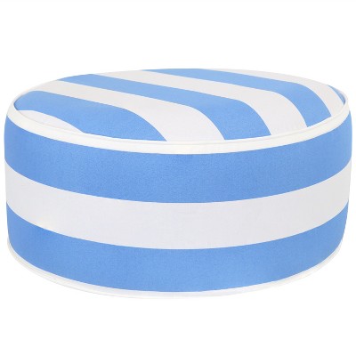 Sunnydaze Outdoor All-Weather, Water-Resistant Inflatable Blow-Up Ottoman Pouf - Beach-Bound Stripe